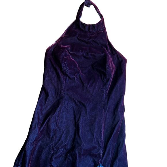 Vintage Scarlett Nite size 11/12 small purple velvet halter dress slit low back - Picture 8 of 10